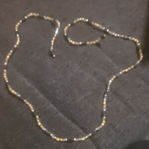 Elegant Gold and Silver Beaded Necklace